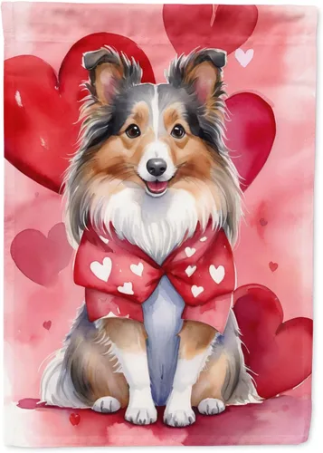 Vista 216 de Caroline's Treasures DAC5252GF Affenpinscher - Bandera de jardín con texto en inglés "My Valentine", bandera decorativa para patio exterior, patio
