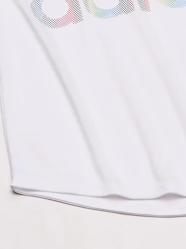 Vista 4 de adidas Camiseta de manga corta con cuello redondo arcoíris para niña Blanco