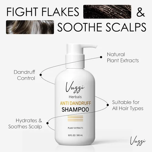 Vista 3 de Champú anticaspa – Extractos naturales de plantas para la caspa, cuidado del cuero cabelludo eczema, fórmula sin sulfato champú anticaspa