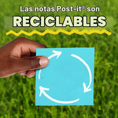 Vista 7 de Post-it Notas súper adhesivas, 3 x 3 pulgadas, 3 blocs, 2 veces el poder de adherencia, neones de supernova, colores brillantes, reciclables