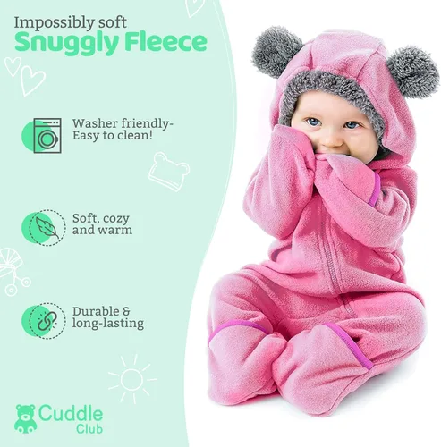 Vista 56 de Enterizo de vellón para bebé, rómper de una sola pieza con capucha para niños, ropa para exteriores, chaqueta infantil
