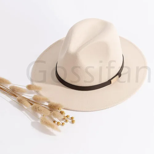 Vista 5 de Sombreros Fedora para hombre, sombrero Panamá de ala ancha con cinturón clásico Unisex Felt Fedora, Adjustable Fit, Breathable Sweatband, All-Day