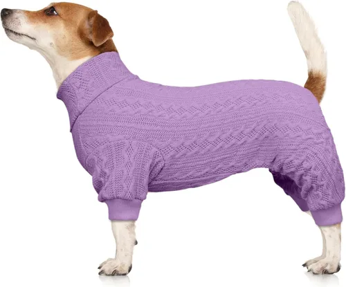 Vista 11 de Suéter de perro con cuello alto y tejido de punto, ropa para mascotas de color sólido, suéter para cachorros cálido, suéteres para perros pequeños