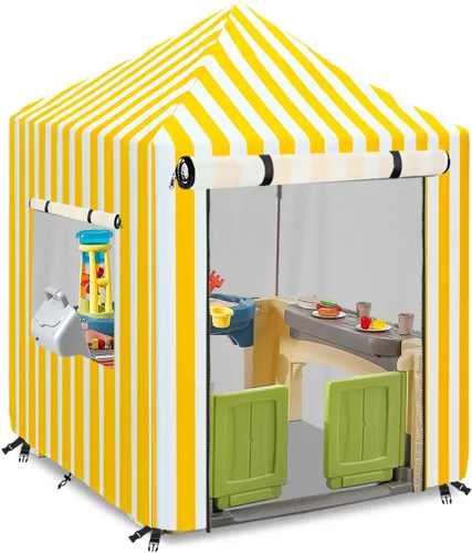 Vista 9 de Funda para casa de juegos para niños al aire libre, cubiertas de casa de juegos resistentes e impermeables de 600D, 142 cm de ancho x 142 cm