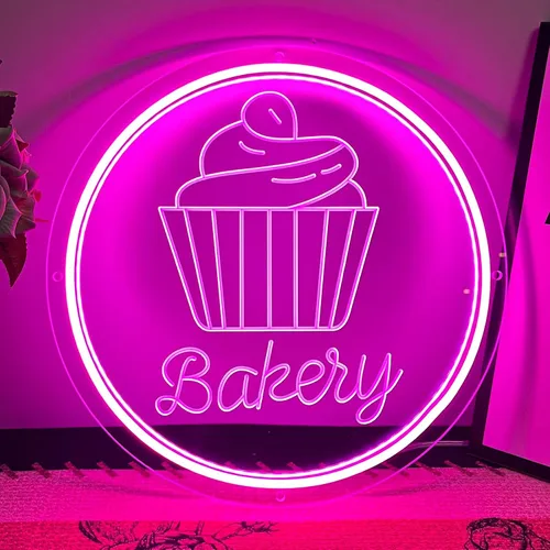 Vista 9 de Letrero de neón de panadería para decoración de pared, luz LED regulable, luz de neón, pasteles, pan, letreros para negocios, postres, alimentos