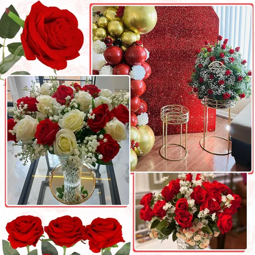 Vista 8 de Pack de 10 rosas artificiales Luyue, para decoración en fiestas, bodas, etc