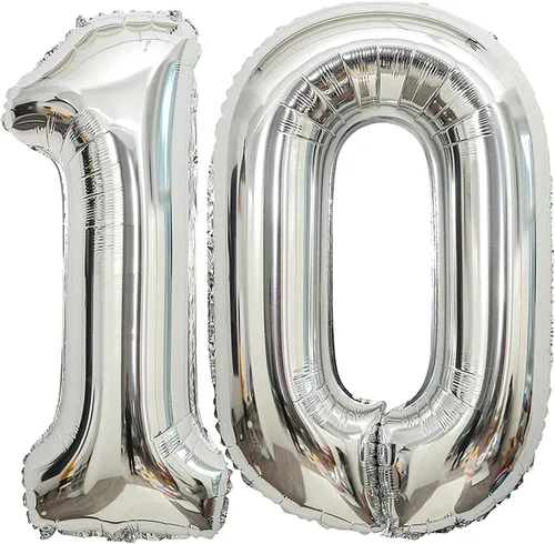 Vista 16 de Globos de 0 números plateados 0 globos de número 40 pulgadas número 0 globos de aluminio Mylar