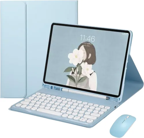 Vista 16 de kaidisen Funda de teclado para Galaxy Tab S6 Lite de 10.4 pulgadas con teclado y mouse Bluetooth, cubierta de teclado desmontable de color caramelo