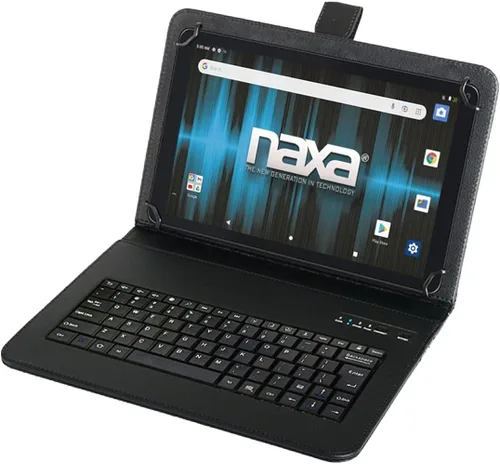 Vista 3 de Naxa NID-1021 Core Android 11 Tablet con pantalla HD IPS de 10.1 pulgadas y funda de teclado USB, procesador Quad Core de 1.6 GHz, RAM de 2 GB