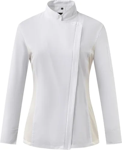 Vista 10 de Ubon Chaqueta de Chef para Mujer con Ventilación de Malla Lateral y Cremallera