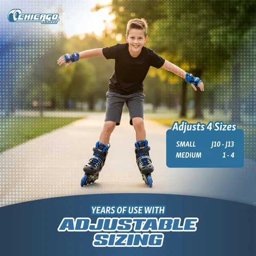 Vista 6 de Chicago Inline Training Roller Skates with Protective Gear for Kids – Durable, Top Performance Roller Blades, Wrist Guards, Kneepads & Backpack