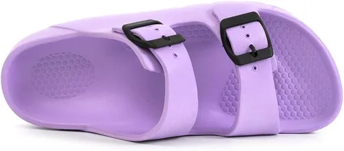 Vista 5 de FUNKYMONKEY - Sandalias planas cómodas para mujer, de etilvinilacetato, ajustables con hebilla doble