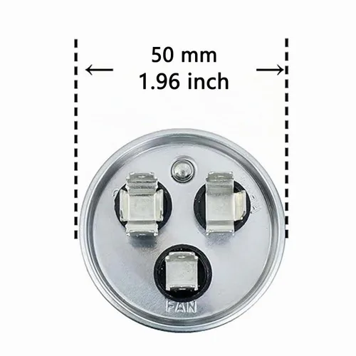 Vista 2 de BOJACK 55+15 uF 55/15 MFD ±5% 250V CBB65B Condensador de arranque circular de doble ejecución para funcionamiento del motor de CA o arranque