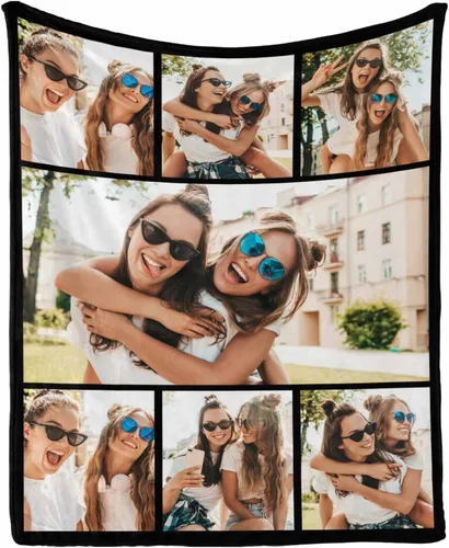 Vista 19 de Manta personalizada con tus fotos favoritas, manta personalizada con mis propias imágenes para familia, mamá, papá, hija, hijo, perro, hermanas