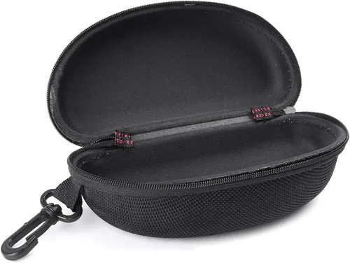 Vista 5 de Estuche negro para lentes de sol, para hombres y mujeres, estuche de almacenamiento para gafas de seguridad con clip, estuche duro para lentes