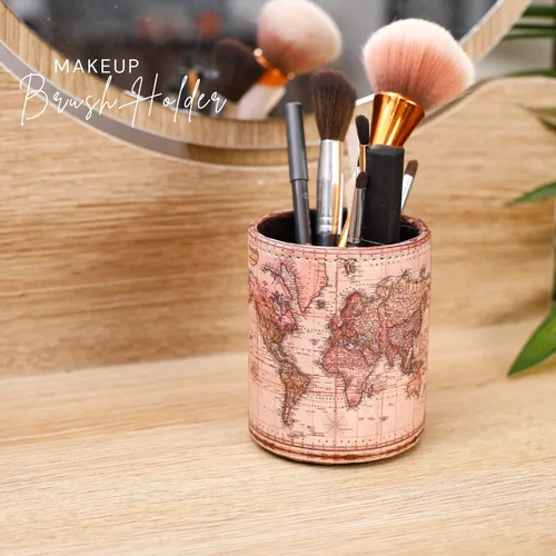 Vista 6 de Soporte para lápices para escritorio, soportes de cuero sintético para cosméticos, suministros de oficina, regalos antiguos para hombres, novio