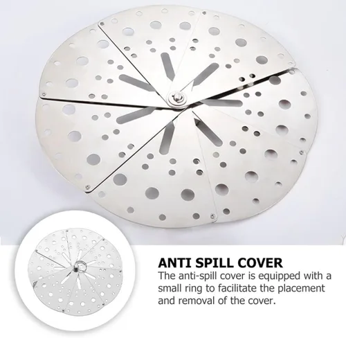 Vista 7 de Cabilock Tapa de acero inoxidable para hervir sobre la tapa multifuncional para olla cocina cubierta antiderrames plegable fácil de limpiar