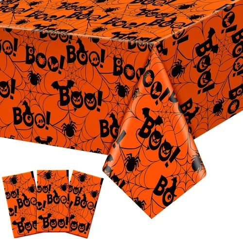 Vista 8 de Newwiee Paquete de 3 manteles de Acción de Gracias de 108 x 54 pulgadas, manteles de plástico desechables de otoño, mantel rectangular impermeable