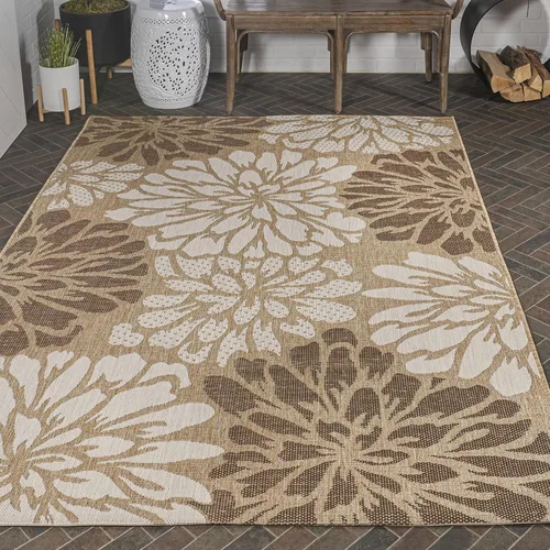 Vista 13 de Eyely BMS110I-28 Santa Monica Zinnia - Alfombra moderna con textura floral para interiores y exteriores, estilo costero, glamour, dormitorio, patio