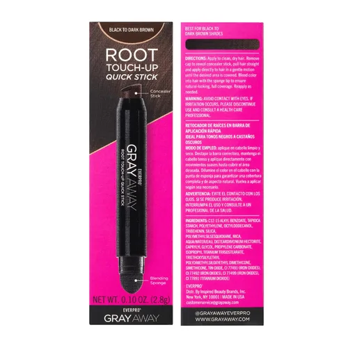 Vista 2 de EVERPRO Gray Away Root Touchup Quick Stick, Negro/Marrón Oscuro, 0.1 Oz
