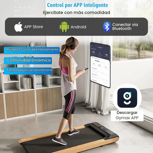 Vista 6 de GYMAX Almohadilla para caminar, caminadora de 2.25 HP para debajo del escritorio con control de aplicación inteligente, pantalla LED y cinturón