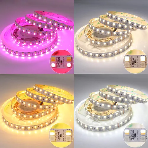 Vista 3 de LEDENET SMD 5050 - Tira de luces LED de doble fila de 24 V RGB+CCT, 600 LED, RGB-CW-WW, cambio de color, temperatura ajustable, RGBW RGBWW, cinta