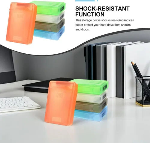 Vista 3 de 5 fundas protectoras para disco duro con plástico duradero a prueba de golpes y caja de almacenamiento estática en blanco, verde y gris para una