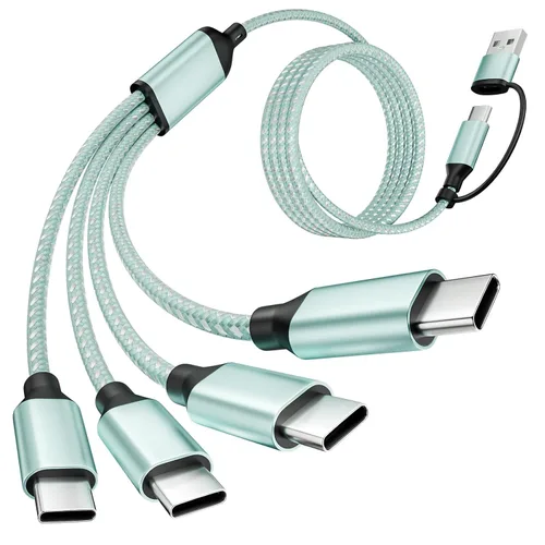 Vista 10 de Cable divisor USB C multi carga para múltiples dispositivos, cable de carga rápido 4 en 1, cable de carga de teléfono USB C trenzado con 4