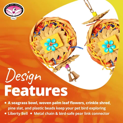 Vista 4 de Super Bird Creations SB611 Beakwhich Bird Toy - Accesorio interactivo y atractivo, ideal para loros de tamaño mediano, perfecto para masticar
