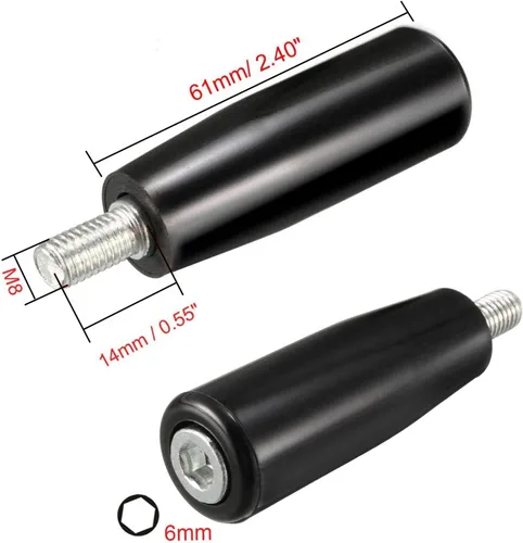 Vista 2 de TA-VIGOR Mango giratorio macho M8 x 2.480 in, rosca tornillo perilla con mango giratorio de baquelita de plástico para accesorios de torno eléctrico