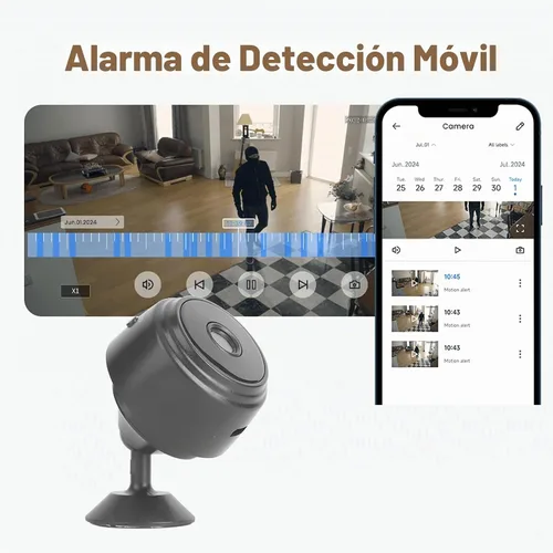 Vista 2 de ASHATA Cámara de seguridad inteligente, mini cámara de video de vigilancia 720P para el hogar, pantalla en tiempo real, detección de movimiento