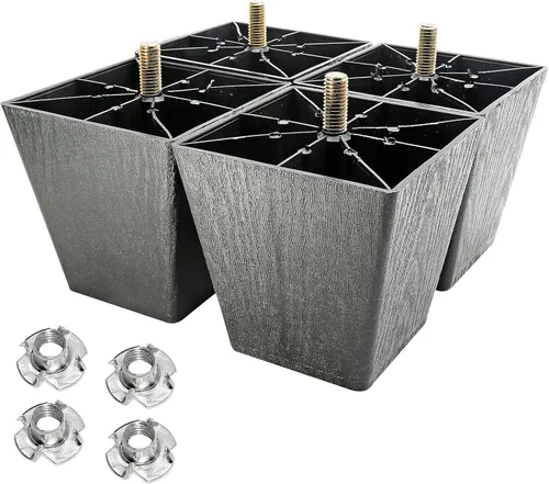 Vista 11 de Murtenze 4 patas de plástico para sofá de 2 pulgadas, patas de repuesto negras para sofá, patas redondas para muebles con pernos M8 para sofá