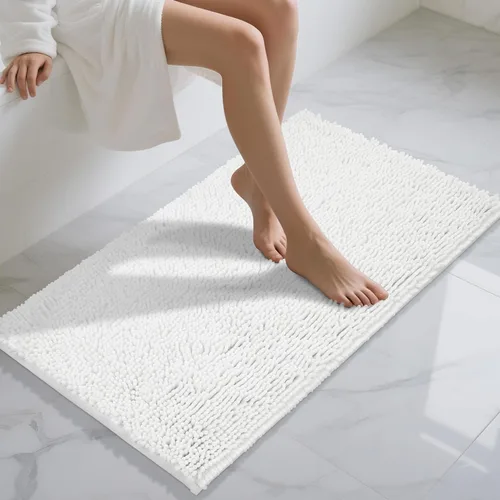 Vista 67 de Yimobra Tapetes de baño lavables, de chenilla súper suave y absorbente, para suelo y alfombra, de secado rápido, antideslizante, para bañera y Beige