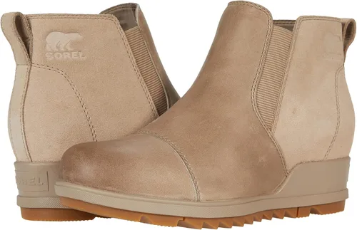 Vista 9 de Sorel - Botas cortas hasta el tobillo para mujer Evie, piel de ante impermeable, suela de cuña Negro