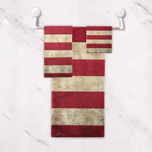 Vista 5 de Qilmy Juego de toallas de 3 piezas con la bandera estadounidense, absorbente y suave, juego de toallas decorativas para baño con toalla de baño