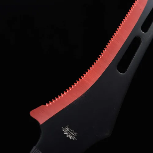 Vista 4 de Espada Ninja de acero inoxidable con vaina, cuchillo táctico de artes marciales para exteriores Rojo