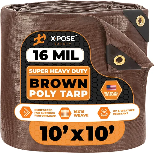 Vista 77 de Xpose Safety - Lona protectora de polietileno de 4 x 20 pies, 16 mil o 0.4mm de grosor, resistente y reforzada para evitar desgarros, resistente a