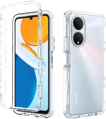 Vista 7 de Compatible con Honor X7, delgada TPU+PC híbrida a prueba de golpes transparente cubierta trasera cubierta de cuerpo completo transparente delgada
