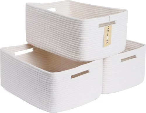 Vista 46 de MiniArk Cestas grandes de almacenamiento para estantes, organizadores de armario, para ropa, manta, toallas, guardería, caja de juguetes, cestas