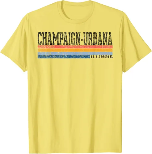 Vista 47 de clásico 1980s estilo champaign-urbana Illinois T Shirt, hombre 2XL, Blanco