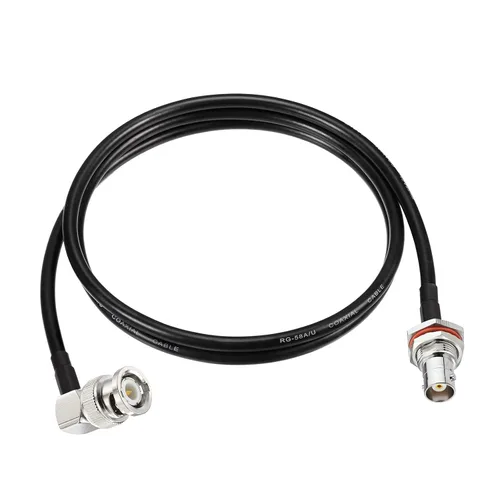 Vista 8 de Eightwood BNC mamparo hembra a BNC macho en ángulo recto RG58 cable coaxial 6.5ft para receptor de micrófono inalámbrico, radio CB, radio RG58 6.5