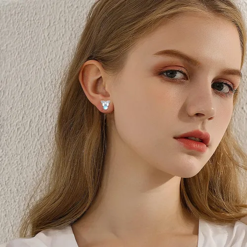Vista 2 de JUSTKIDSTOY PigHedgehogFishButterflyFrog Earrings 925 Sterling Silver Cute Animal Stud Earrings Jewelry Gifts for Women Girls Hypoallergenic