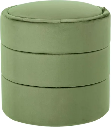 Vista 12 de HomePop Otomana redonda tapizada de piel sintética (sin tapa, solo asiento) HomePop Decoración para el hogar Pouf redondo para reposapiés – Piel