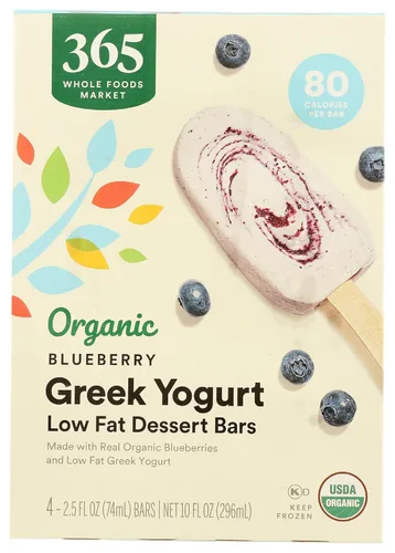 Vista 3 de 365 by Whole Foods Market, Frozen Yogurt Greek Blueberry Organic, 2.5 onzas líquidas, 4 unidades (paquete de 1)