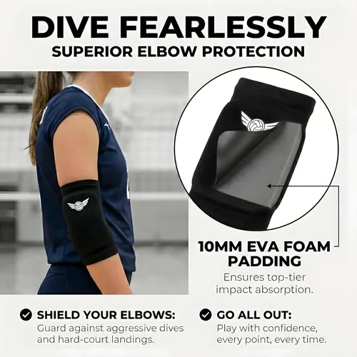 Vista 3 de Coderas de Voleibol - Protección de Alto Rendimiento, Espuma EVA de 10mm de Grosor en Dos Tallas para un Ajuste Seguro y Cómodo