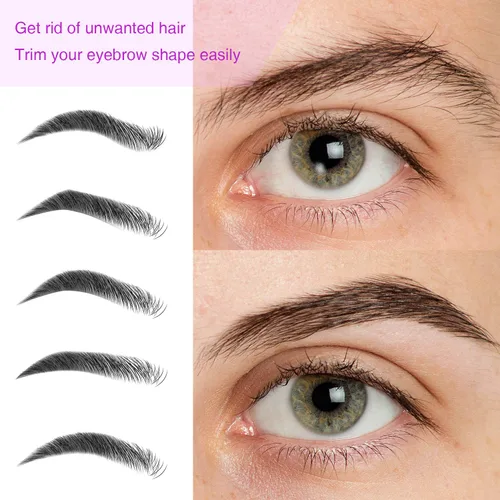 Vista 3 de 24 piezas de maquinilla de afeitar de cejas, mini afeitadora portátil de cejas multiusos, de acero inoxidable, herramientas de cuidado facial