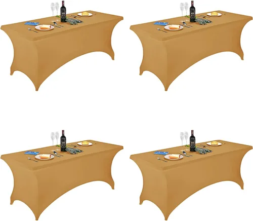 Vista 41 de FORLIFE - Funda de mesa de elastano, mantel ajustado de 4 pies para mesas rectangulares, funda elástica para patio, universal para bodas, banquetes