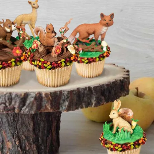 Vista 4 de Moldes de silicona de animales Fox Squirrel Rubbit Woodland Animal Pine Cono Molde para decoración de pasteles Decoración de cupcakes Candy