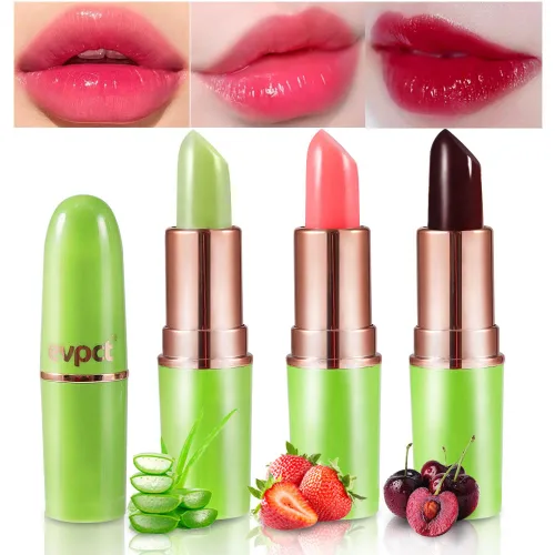 Vista 14 de evpct 2 piezas de bálsamos labiales tintados de aloe vera, cambio de color PH, barra de labios de larga duración, bálsamo labial, mancha, set de 2