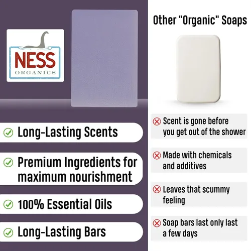 Vista 4 de Ness - Barra de jabón para hombre, aroma a lavanda, jabón natural para hombres, jabón en barra para hombre con ingredientes orgánicos y aceites